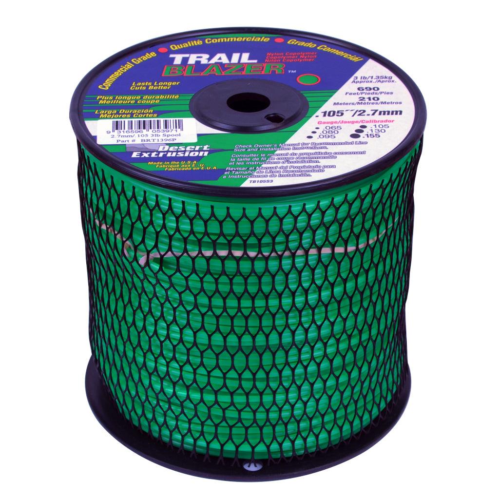 BRT1396P Trail Blazer Trimmer Line .105″ / 2.70MM SPOOL LENGTH 210M WEIGHT 1.35KG - Mowermerch More spare parts for all your power equipment needs available. From mower spare parts to all other power equipment spare parts we have them all. If your gardening equipment needs new spare parts, check us out!