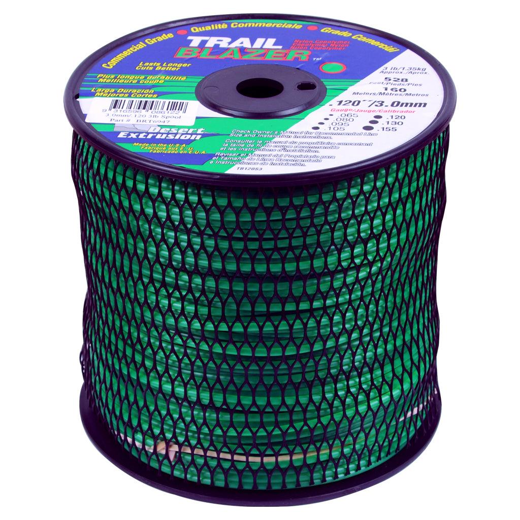 BRT6947 Trail Blazer Trimmer Line .120″ / 3.00MM SPOOL LENGTH 160M WEIGHT 1.35KG - Mowermerch More spare parts for all your power equipment needs available. From mower spare parts to all other power equipment spare parts we have them all. If your gardening equipment needs new spare parts, check us out!