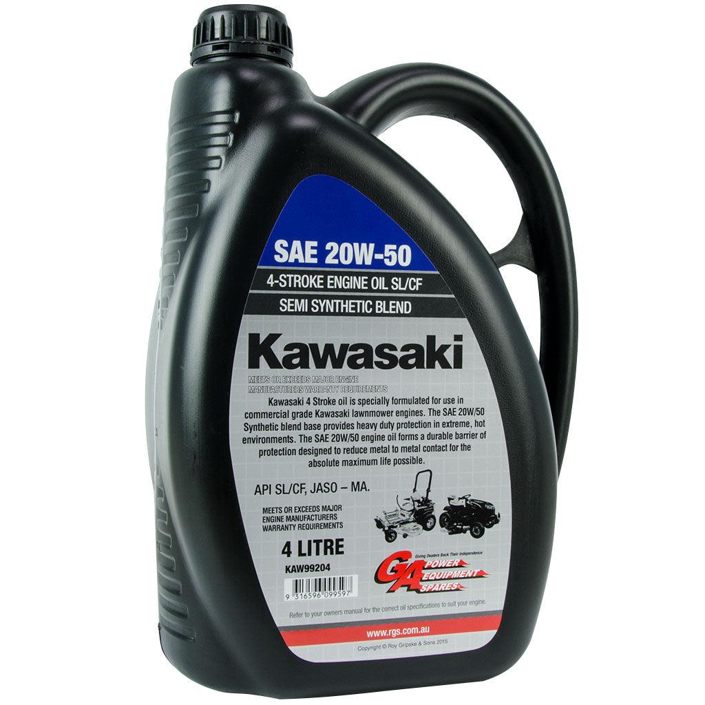 KAWASAKI OIL SAE 20W50  SEMI-SYNTHETIC 4-STROKE ENGINE  4L KAW99204 - Mowermerch More spare parts for all your power equipment needs available. From mower spare parts to all other power equipment spare parts we have them all. If your gardening equipment needs new spare parts, check us out!